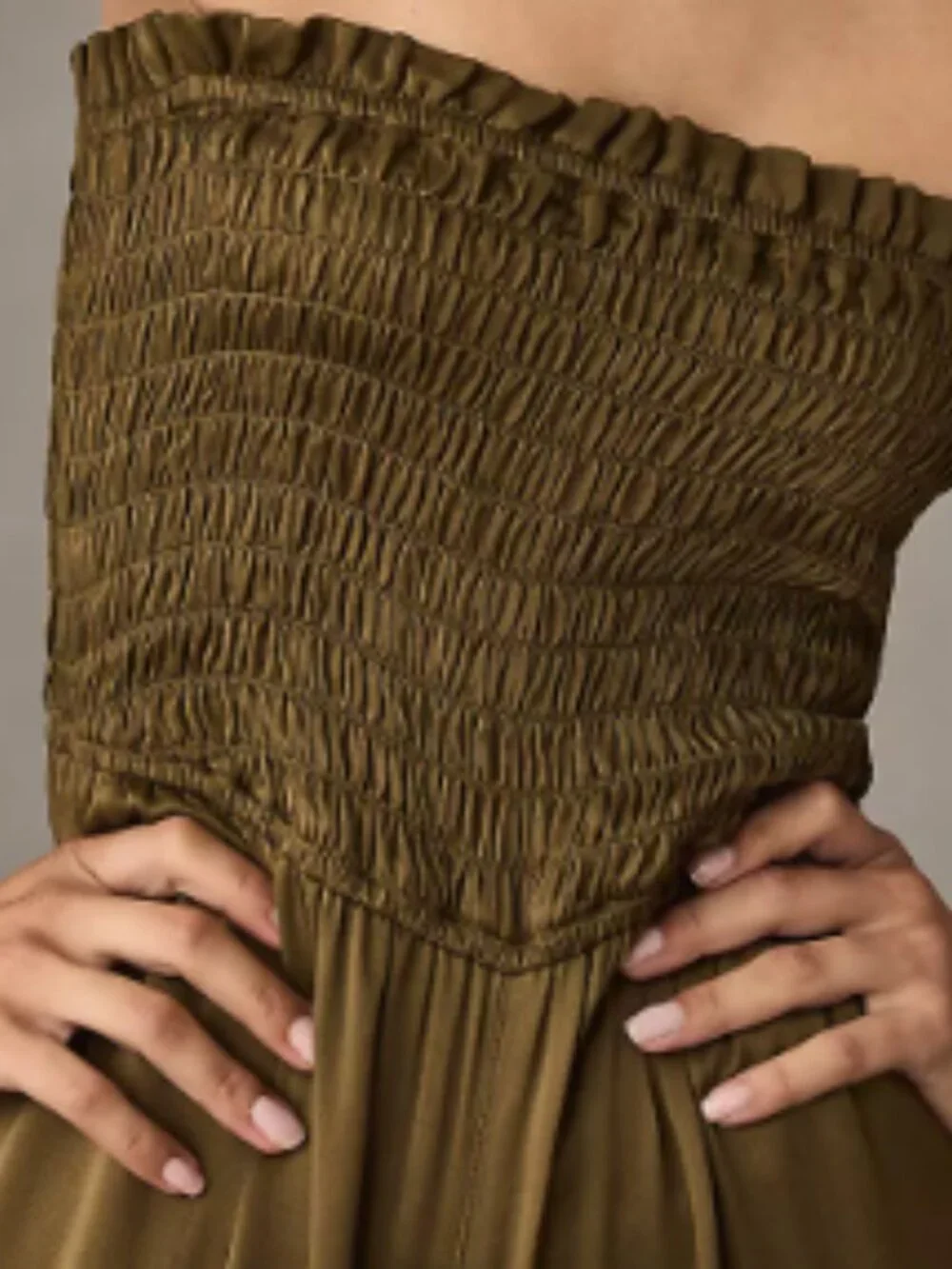 Olive Green Wide Leg Jumpsuit with Side Pockets - Picture 2 of 7